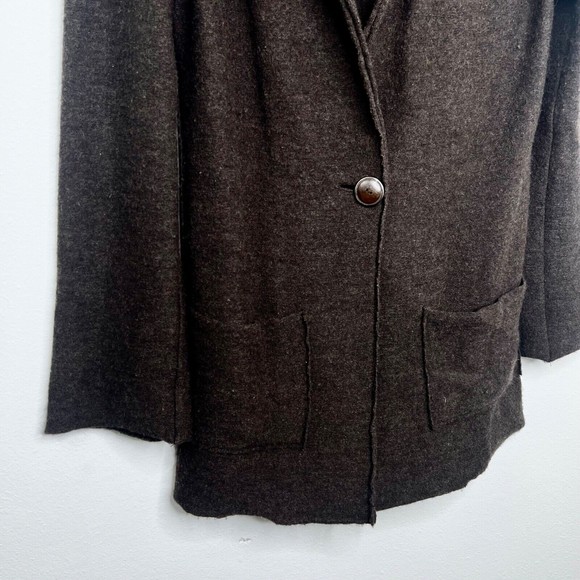 FP Beach Free People Womens Size XS Merino Wool One Button Blazer Jacket Brown - Picture 3 of 7